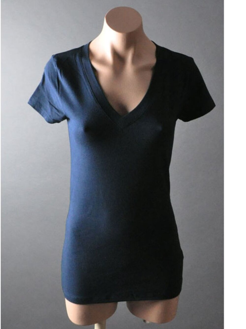 Navy Blue Womens Exercise Comfy Casual Short Sleeve Long Length T-Shirt Tee Top